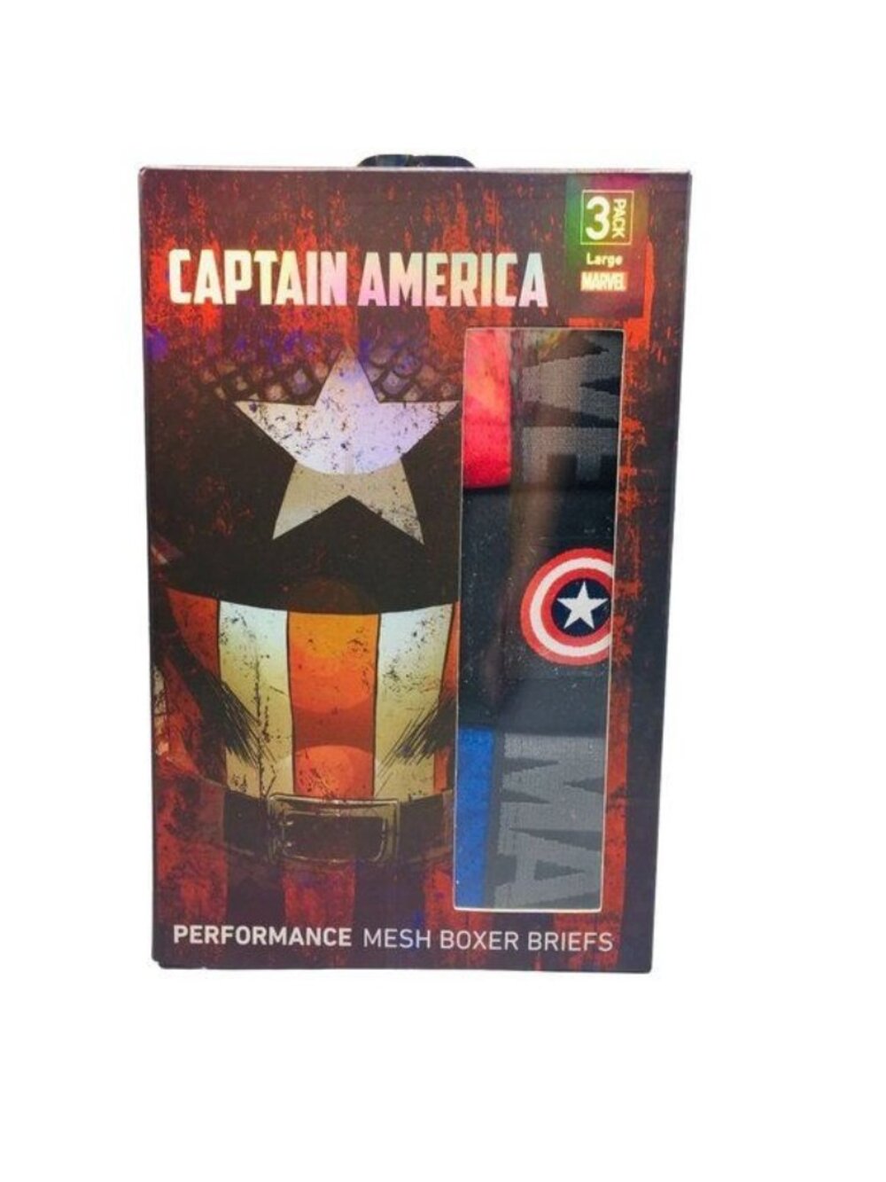 Captain America Marvel Men's Mesh Boxer Briefs Waist 36-38 Large 3 Pairs